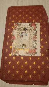 Antique Single Scrapbook Page From Mother Valentine's Card 15x8 Double Sided  - Picture 1 of 3