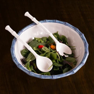 Ensaladera grande de bambú VIDA (blanco y azul) Foto 1 de 2