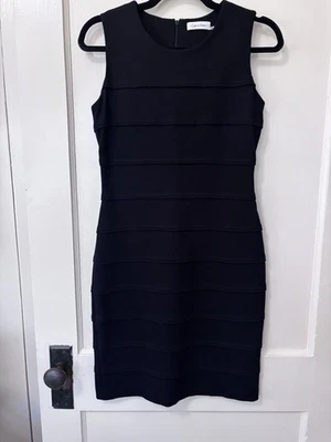 Vestido Calvin Klein para mujer 4 negro ceñido al cuerpo vendaje plisado carrera elástico ponte Foto 1 de 4