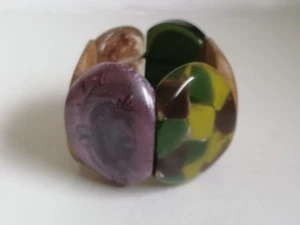 Jackie Brazil Style Bangle Polkadot Colourful Chunky Pop Art Dot Wood Cuff - Picture 1 of 17