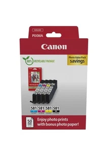 Inktcartridge canon cli-581 4 kleuren + papier - Afbeelding 1 van 1