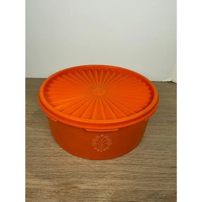 Tupperware Sunshine Orange Servalier Canister With Lid 8" Cookie Jar Retro - Image 1 of 3