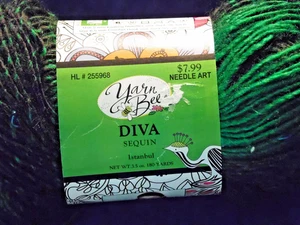 Garn Biene Diva Pailletten Garn Istanbul 07 3,5 oz 180 Yards grün bunt Kunst 134 - Bild 1 von 4