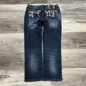 Vintage Y2K Miss Me Curvy Cropped Jeans Mid Rise Dark Wash Blue Women 26 McBling - Picture 1 of 11