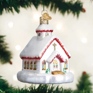 Alte Welt Weihnachten Land Kirche Glas Ornament - Bild 1 von 3