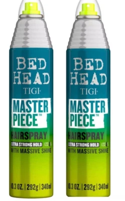 Paquete de 2 cabezales de cama TIGI obra maestra sujeción extra fuerte con spray para el cabello brillo masivo Foto 1 de 2