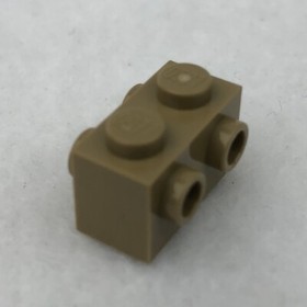 LEGO 52107 Dark Tan Brick, Modified 1 x 2 with Studs on Sides (x3)