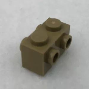 LEGO 52107 Dark Tan Brick, Modified 1 x 2 with Studs on Sides (x3) - Picture 1 of 2