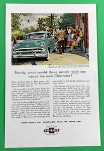 Chevy Bel Air 1954 sedán anuncio impreso en color original 6,5" x 10" Display Man barra cueva - Imagen 1 de 1