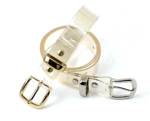 Damen 1" Klar Transparent Gürtel (#301AB), Gold oder Silber Farbe Schnalle & Schlaufe Set. - Bild 1 von 5