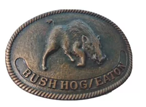 Vintage Metal Belt Buckle, Bush Hog Eaton Razor Back Pig Wild Boar - Picture 1 of 4