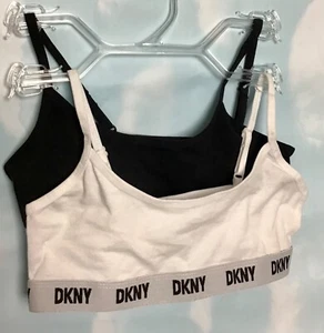 SET OF 2 DKNY GIRLS SIZE 6-8 YRS SPORTS BRA BLACK WHITE - Picture 1 of 2