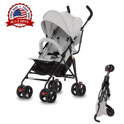 Cochecito De Bebé, Cochecito Ligero Para Bebés Con Plegado Compacto (Gris Claro) - Image 1 of 4