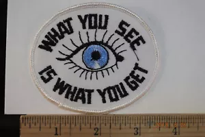 Patch ricamata cucita vintage "Quello che vedi è quello che ottieni" 3,5x3" - Foto 1 di 1