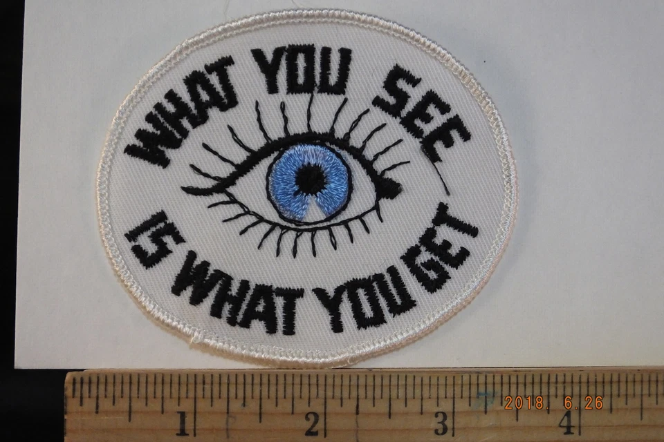 Vintage "What You See Is What You Get" Sew-on Embroidered  Patch 3.5x3" - Image 1 of 1