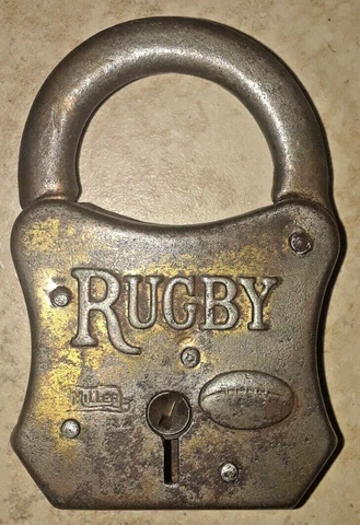 Miller Rugby antique lock pad lock pressed metal no key, Football logo (L26) Cover