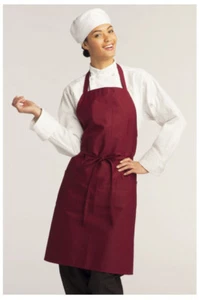 Bib Apron, 2 Pockets, Pencil Pocket, Color: Burgundy, Size: 30" W x 34" L - 3004 - Picture 1 of 1
