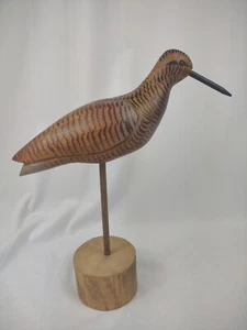 Vintage Hand Carved Wood Shore Bird Sculpture Painted Decoy Folk Art 11" rustic - Picture 1 of 12