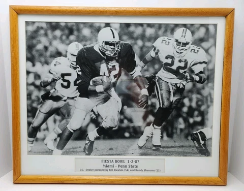 Vintage Penn State 1987 Fiesta Bowl DJ Dozier Matted Framed Print Poster 21x17 Cover