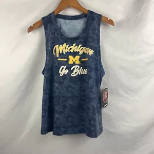 Michigan Wolverines Women's Navy Blue Camo Mesh Colosseum Tank Top (M) - Picture 1 of 6