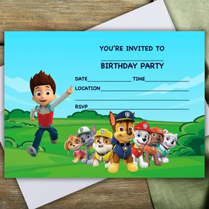 PAW PATROL PARTY INVITATIONS - 10 invites & envelopes - Picture 1 of 3