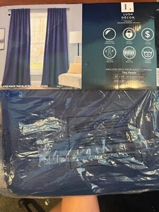 95"x52" Insulated Back Tab Blackout Window Curtain Panels Navy - Lush Décor - Picture 1 of 2