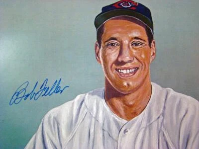 Autêntica Litografia AUTOGRAFADA INDIANOS Beisebol HOF BOB FELLER IMPRESSÃO CERTIFICADO DE AUTENTICIDADE/DNA - Imagem 1 de 4