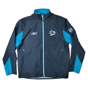 Vintage SAN JOSE SHARKS Jacket Adult Small Black Windbreaker Full Zip REEBOK NHL - Picture 1 of 9