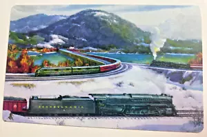 Calendario tascabile vintage Pennsylvania Railroad Train 1950 plastica ottime condizioni - Foto 1 di 2
