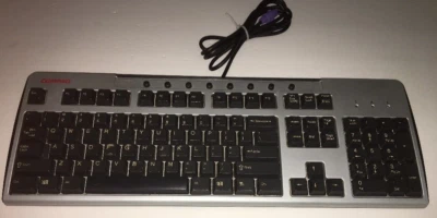 Computer Keyboard Compaq Multimedia PS2 Silver/Black PS/2 8 Hot Keys KB-0133 - Image 1 of 4