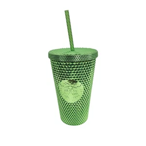Starbucks Green Studded Tumbler Cup With Straw 16oz Reusable Metallic 2023 - Picture 1 of 4