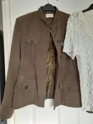 Khaki soft touch jacket. Atmosphere. size 16. FREE Roman top. FREE p+p - Image 1 of 4