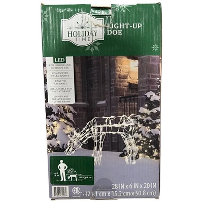 Holiday Time Light Up Doe 28" 70 Luces LED Navidad Interior Exterior Blanco Foto 1 de 2