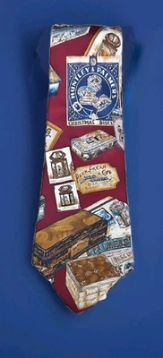 Corbata para hombre Don Loper Beverly Hills seda italiana 57,75”x4” latas de galleta granate Foto 1 de 4