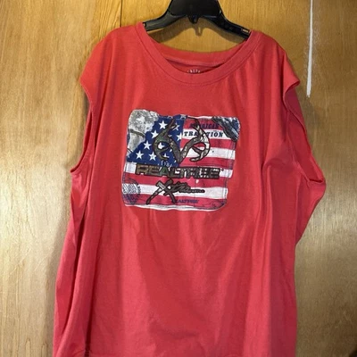 Realtree Xtra Red American Flag Cut Off TShirt Size 2XL - Image 1 of 4