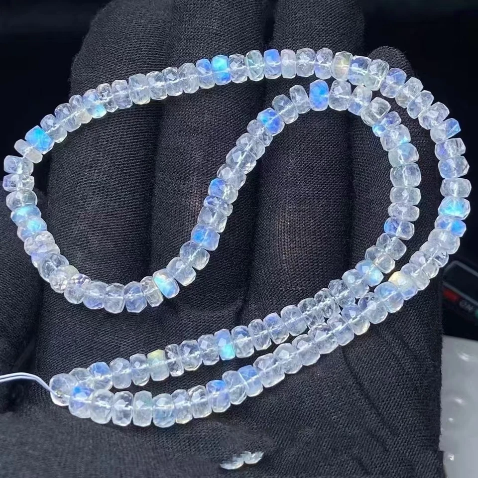 Pulsera de 2p con cuentas de corte de cristal de piedra solar natural genuina AAAA Foto 1 de 3