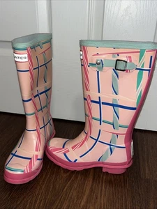 Hunter Plaid Boots Girls Size 1 Youth - Picture 1 of 7