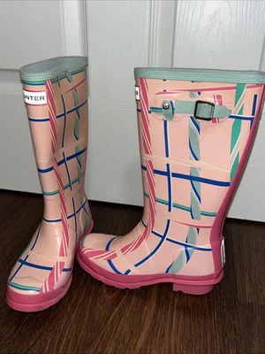 Hunter Plaid Boots Girls Size 1 Youth - Image 1 of 4
