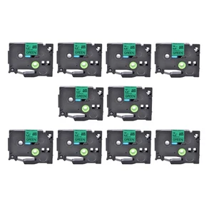 10PK Compatible with Brother PT-1200 TZ TZe 731 Black/Green 12mm Label Tape - Picture 1 of 10