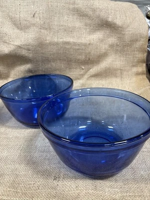 Anchor Hocking Mixing Bowls Colbalt Blue Lot If Two Each 2.5 Qt Made In USA - Image 1 of 4