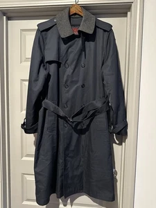 Vintage Nordstrom Double Breasted Tench Coat With Wool Liner Men’s 44L Blue - Picture 1 of 10