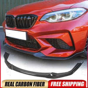 Divisor de labios de parachoques delantero de fibra de carbono real de competición para BMW F87 M2 2019-2021 - Imagen 1 de 11
