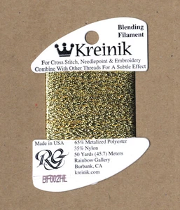 Kreinik - 55 Yards of #002HL Gold Hi Lustre Metallic Blending Filament #B52 - Picture 1 of 2
