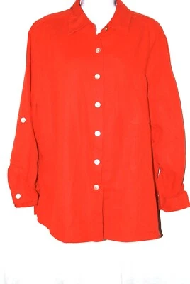 Studio Works Red Top Blouse  3/4 Sleeve 100% Linen Button Down Sz 1X - Image 1 of 4