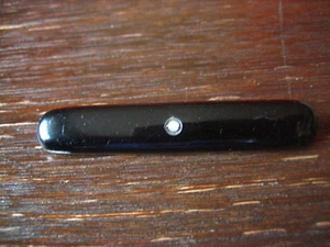 elegante Biedermeier Krawattennadel Stabnadel Emaille schwarz Perle 925er Silber - Picture 1 of 2