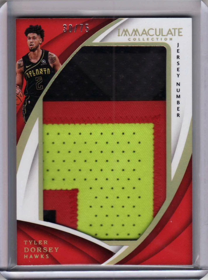 2017-18 Immaculate Tyler Dorsey Hawks Jumbo Patch 30/75 Jersey Number - Image 1 of 1