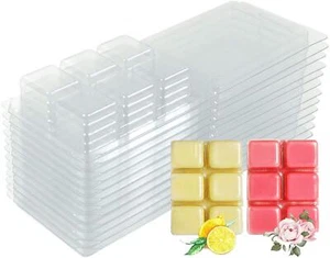 Wax Melt Molds 100 Packs Clear Empty Plastic Wax Melt Clamshells For Wickless Wa - Picture 1 of 4