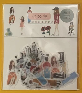 Japanische Mädchen Frauen Mini klare Aufkleber 20 Designs 40 Sticker Kawaii Leben süß - Bild 1 von 7