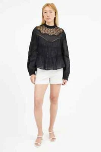 Isabel Marant Women's Embroidered Smocked Samantha Black Blouse Tunic Top M 36 - Picture 1 of 19