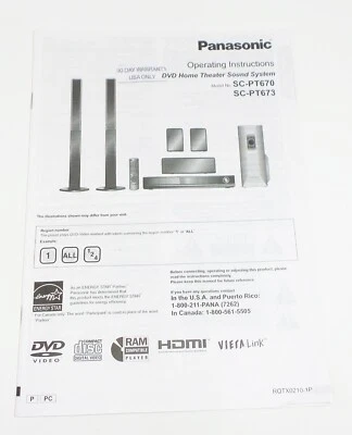 INSTRUCCIONES MANUALES genuinas para sistema de cine en casa Panasonic SC-PT673, SC-PT670 Foto 1 de 2